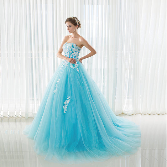 Feminine High Waist Green Ball Gown Sweetheart Tulle Long Formal Dress LFNL0546