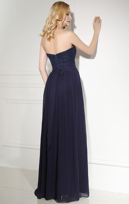 Simple A-line Blue Evening Dress Sweatheart Neck Chiffon Long Formal Dress LFNL0483