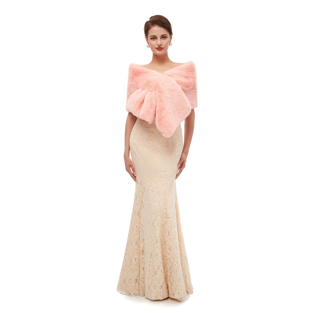 Flowy A-line Champagne Evening Dress V Neck Chiffon Long Formal Dress LFNL0582