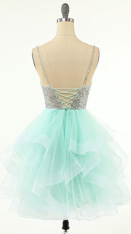 2026 A-line Green Homecoming Dress Straps Stretch mesh Maxi Dress LFNL0663