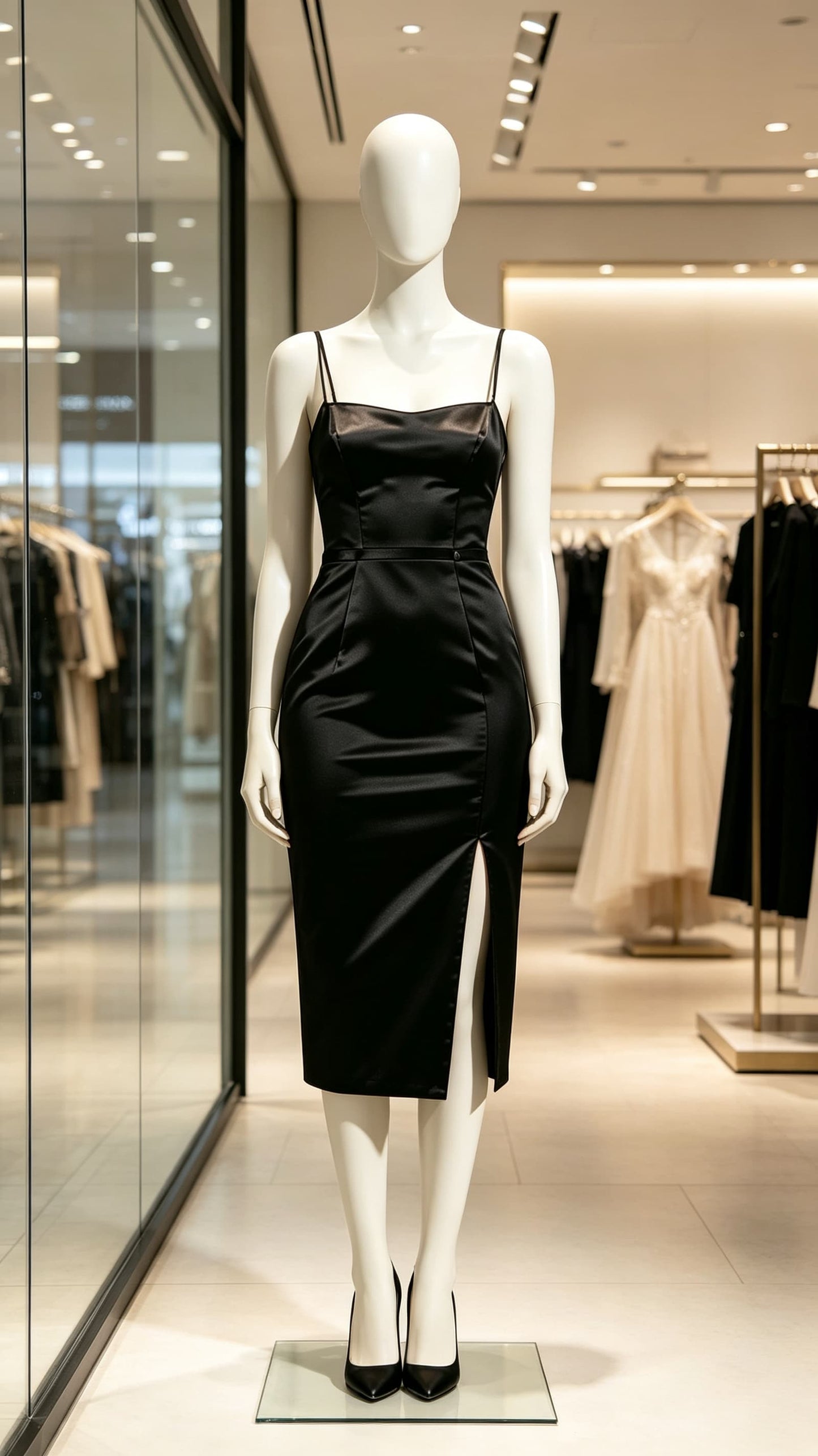 Gorgeous Mermaid Black Cocktail Dress Straps Satin Prom Gowns LFNL0770