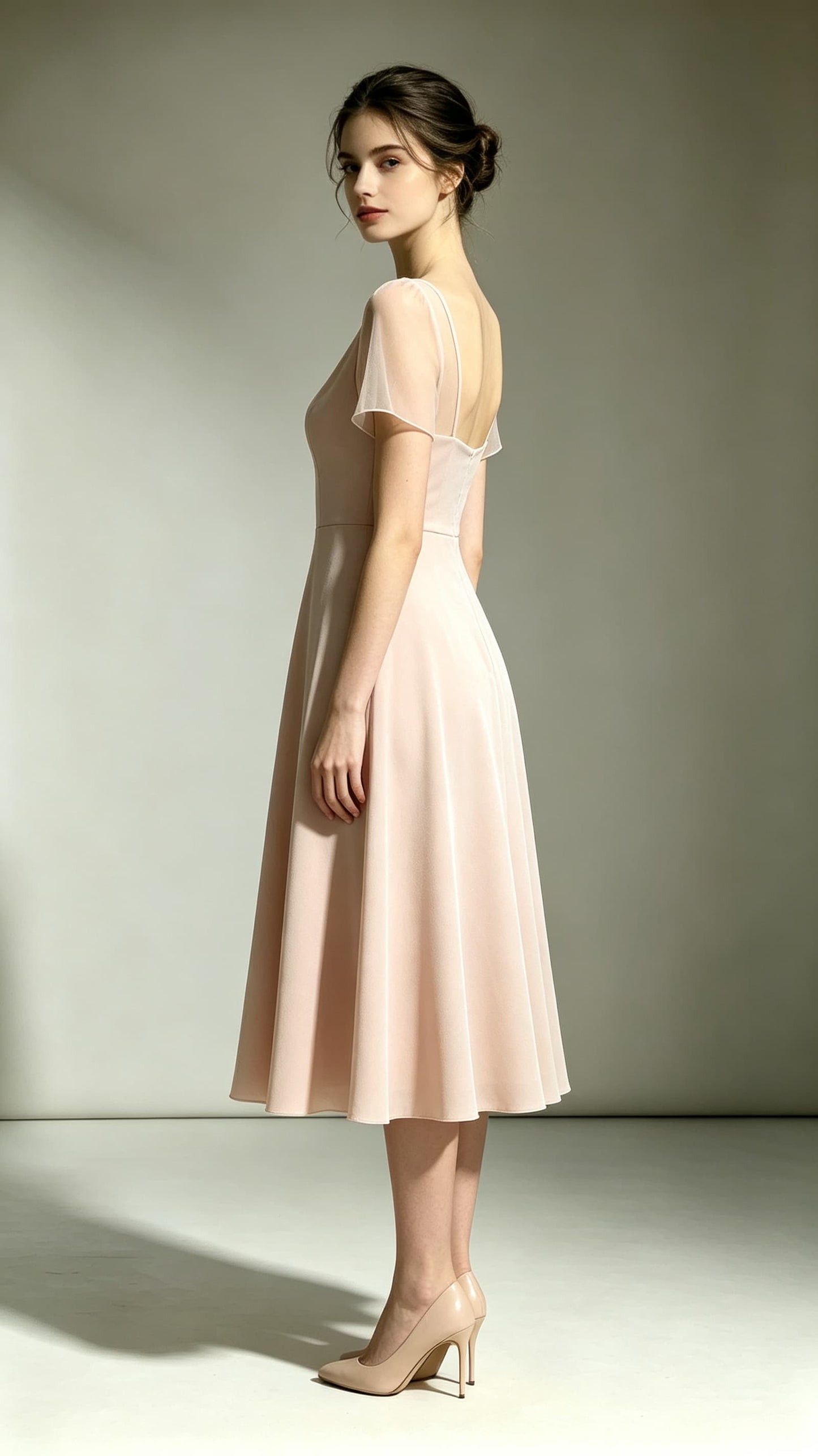 Classy A-line Pink Bridesmaid Gowns V Neck Polyester Prom Gowns LFNL0737