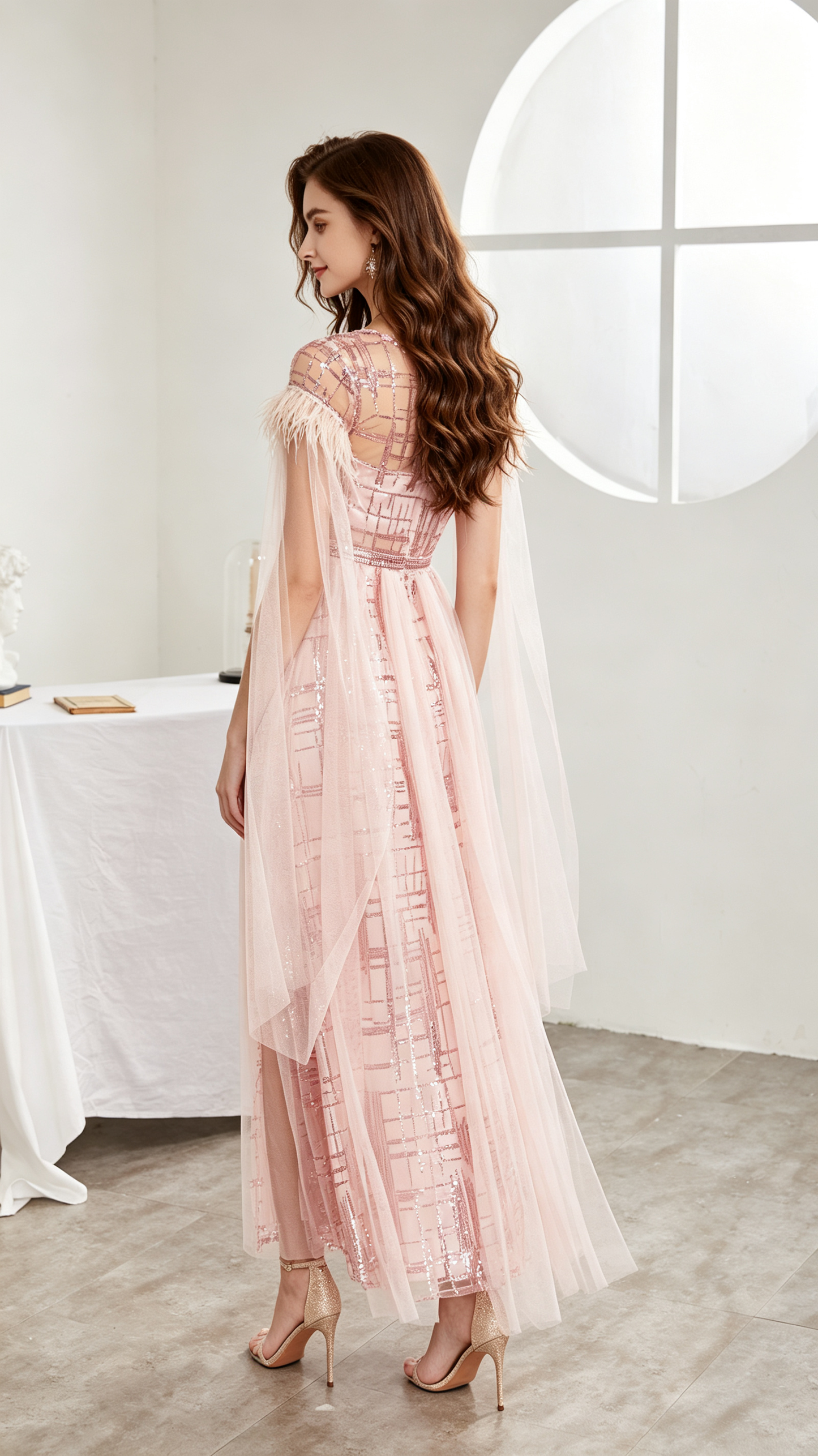 Flattering A-line Pink Sequins Formal Dress LFNC0005
