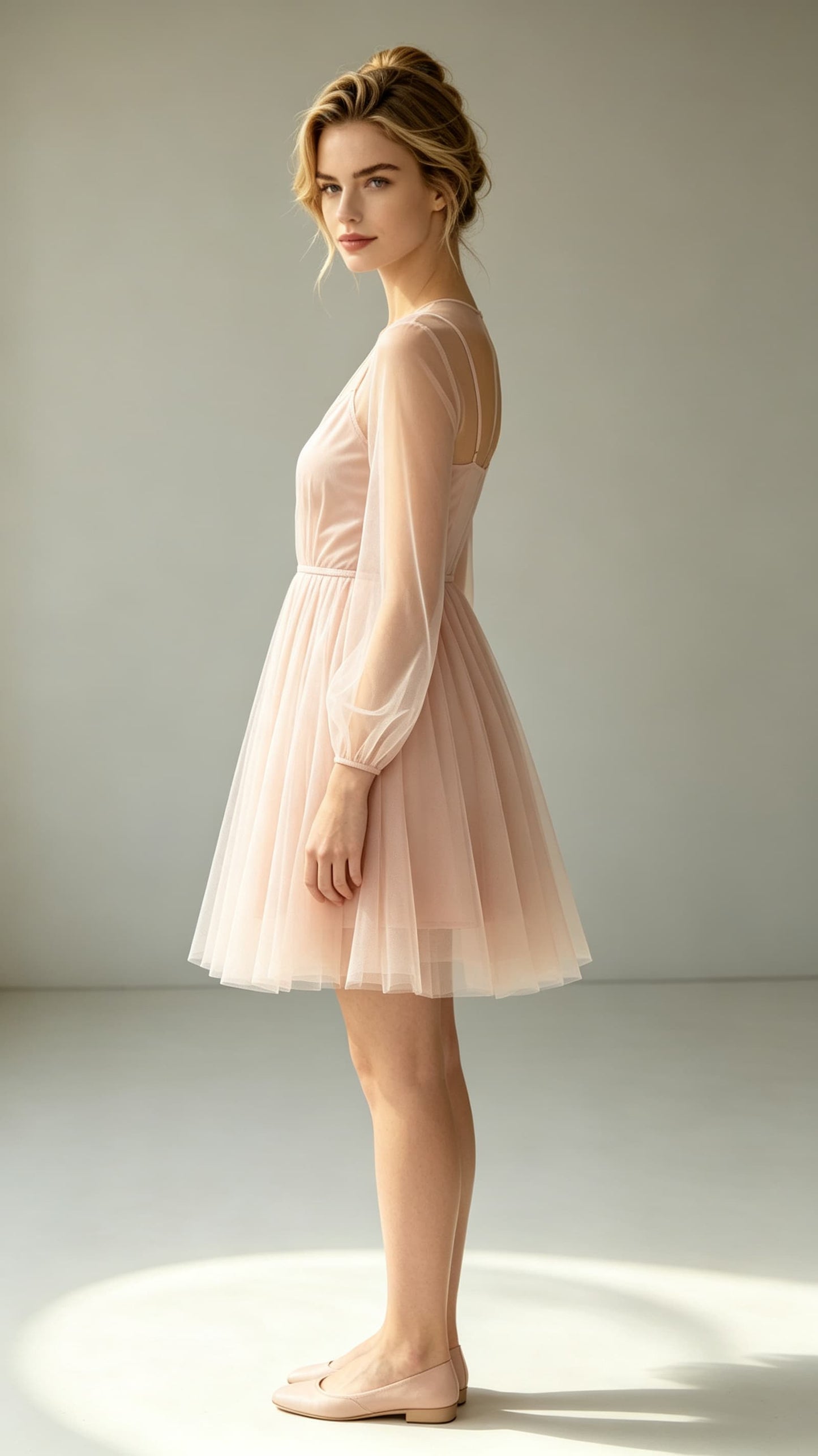 Eye-catching A-line Pink Evening Gowns V Neck Tulle Mini Gowns LFNL0777