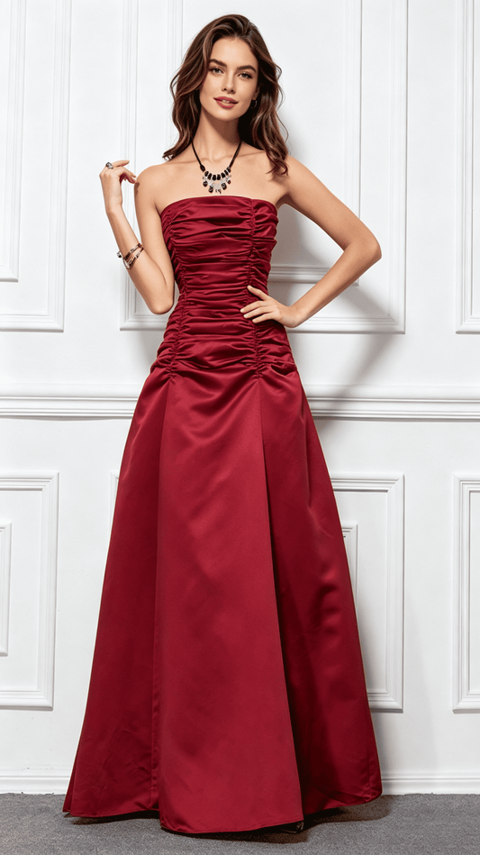 Timeless Mermaid Red Satin Formal Dress LFNC0001