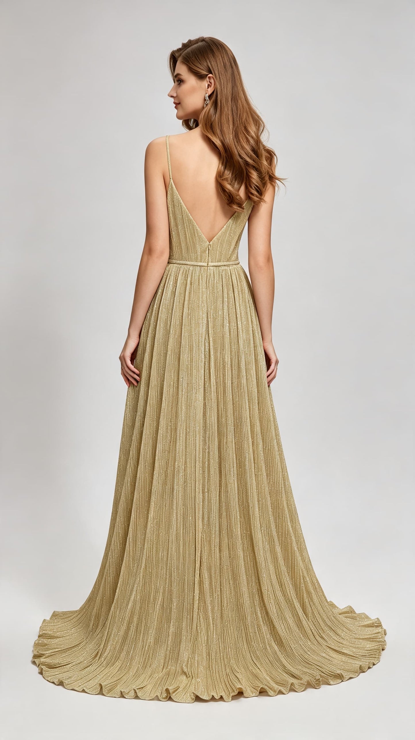 Lightweight A-line Yellow Evening Dress Straps Spandex Long Formal Dress LFNL0619