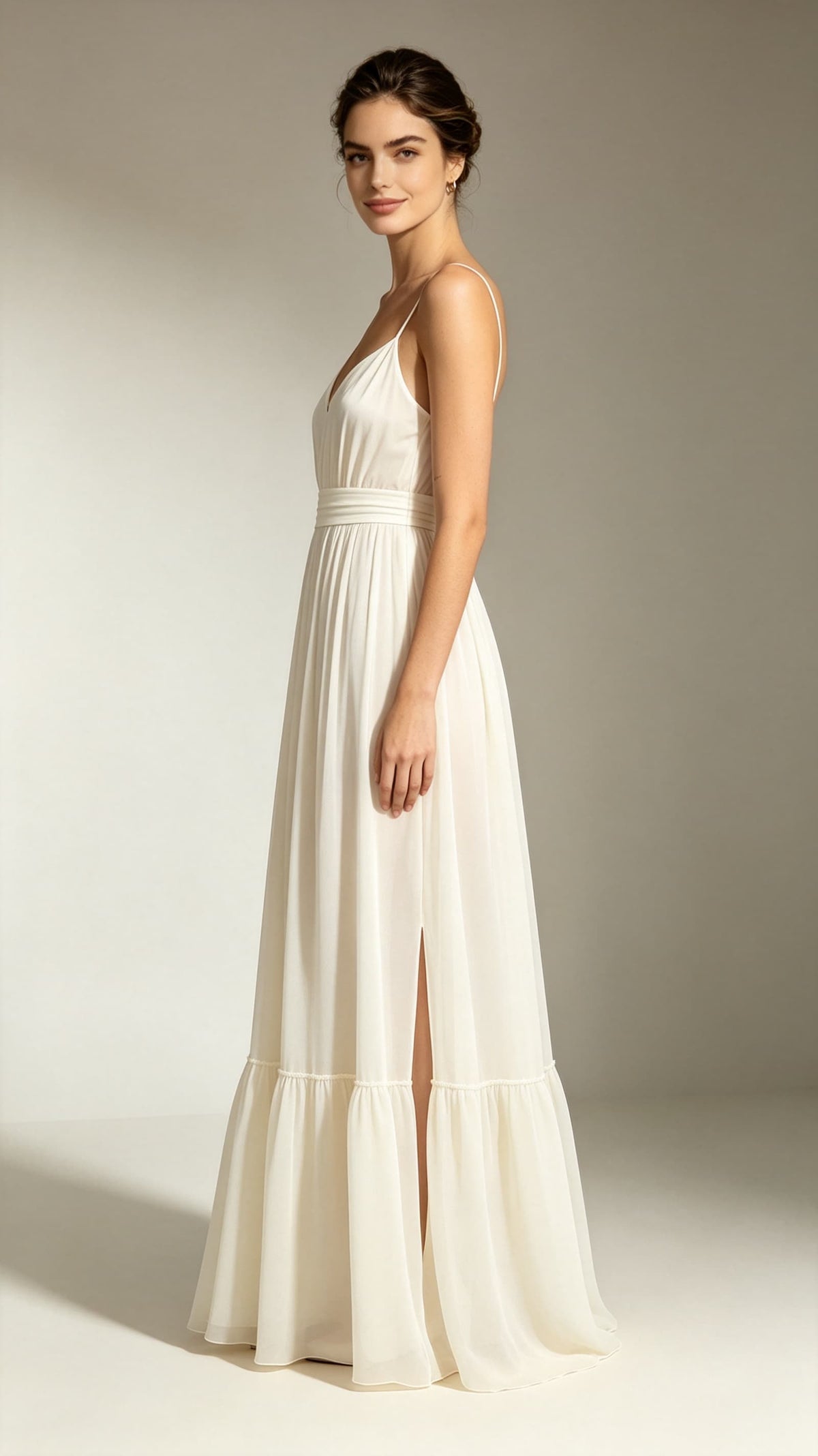 Gorgeous A-line Ivory Evening Gowns Straps Chiffon Maxi Dress LFNL0788