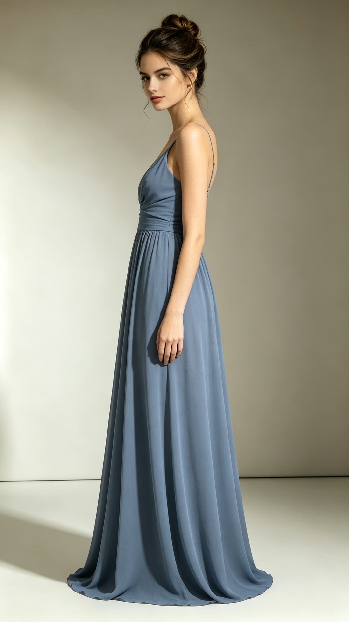 Timeless A-line Blue Evening Gowns Straps Chiffon Maxi Dress LFNL0783