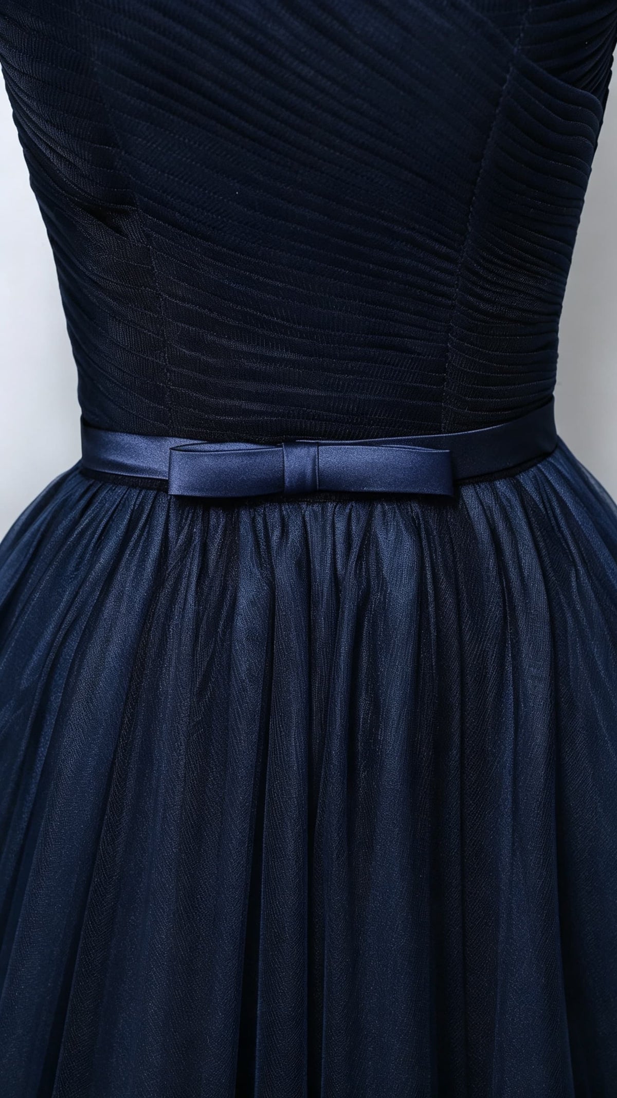 Gorgeous A-line Navy Blue Bridesmaid Dress Off Shoulder Organza Long Formal Dress LFNC0166