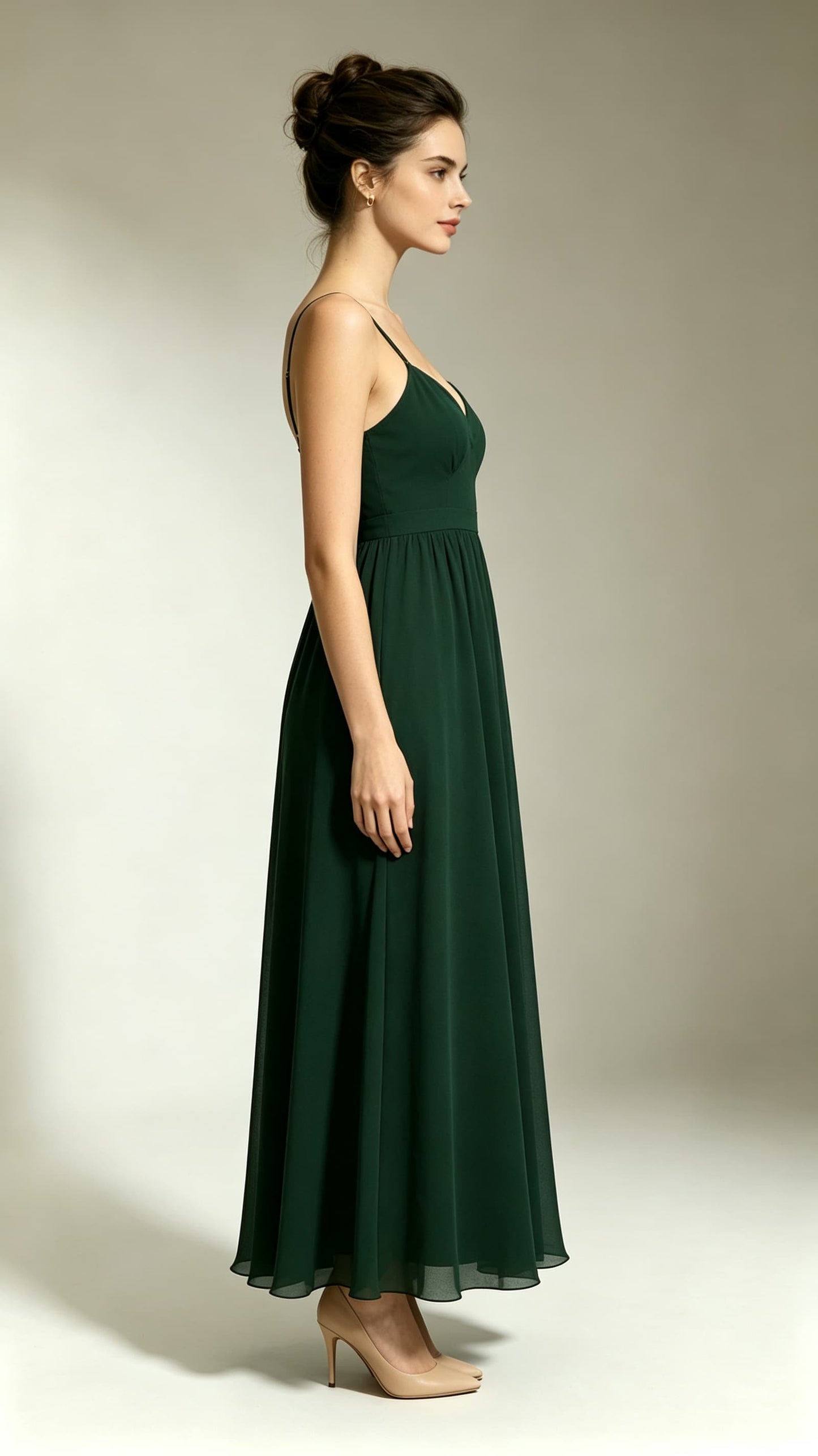 Chic A-line Green Evening Gowns Straps Chiffon Maxi Dress LFNL0782
