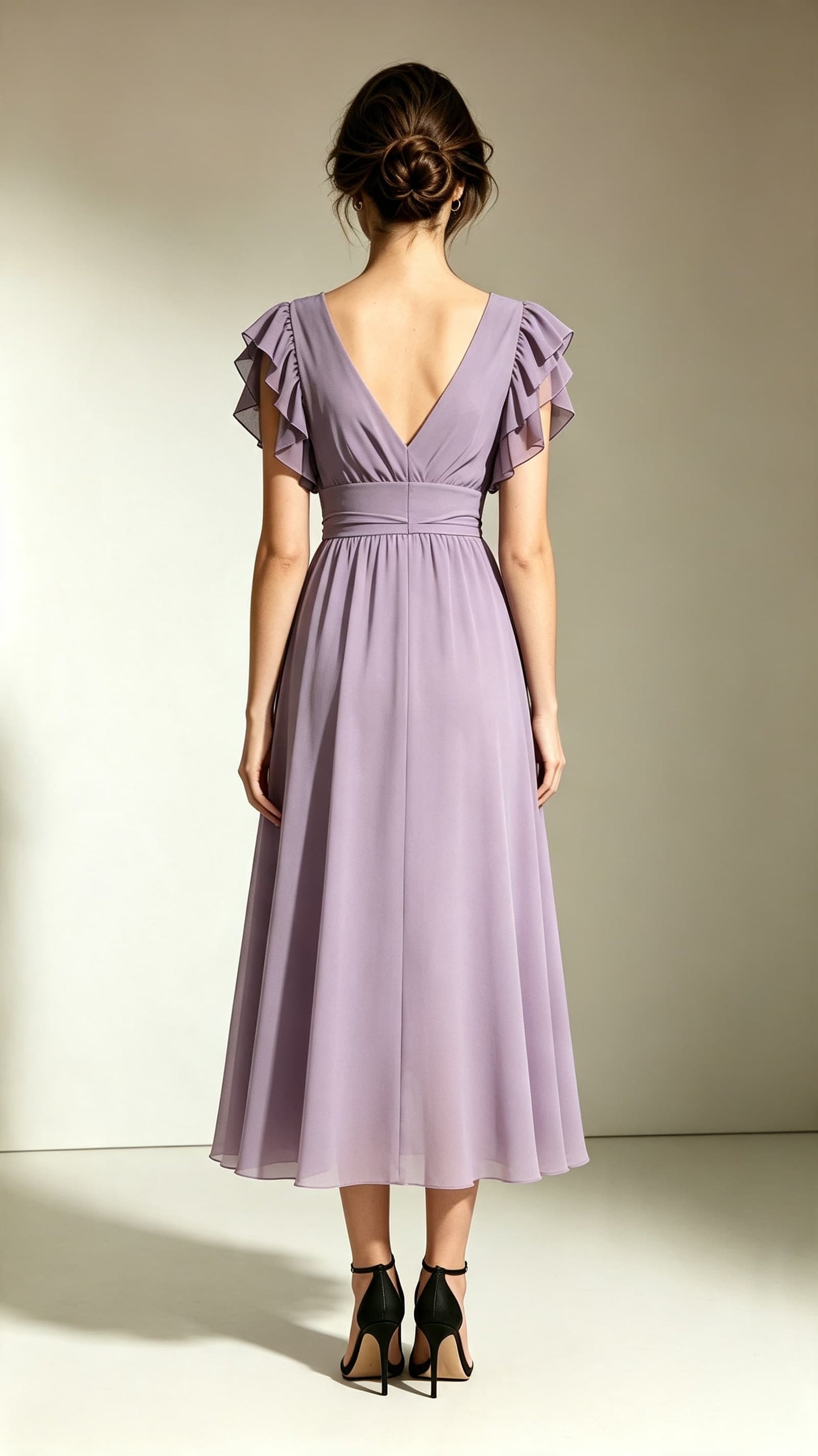 Lovely A-line Purple Bridesmaid Gowns V Neck Chiffon Long Formal Dress LFNL0708