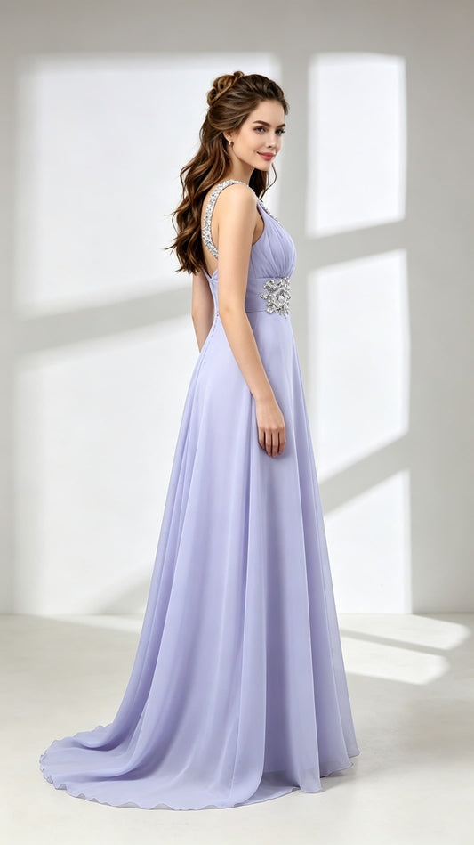 Timeless A-line Purple Evening Dress Chiffon Long Formal Dress LFNL0598