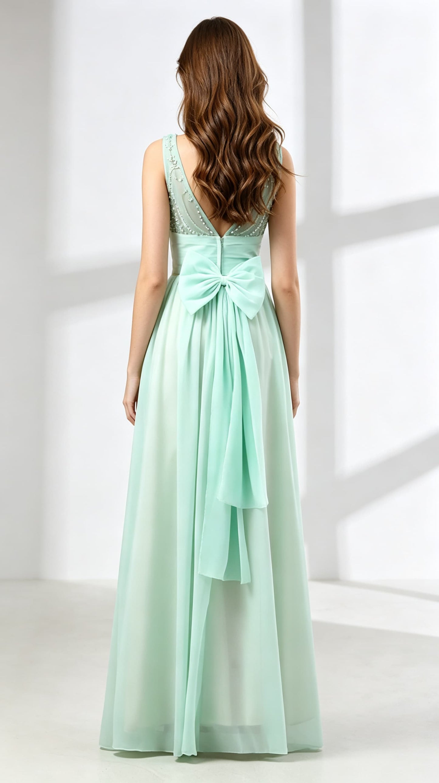 Lightweight A-line Green Evening Dress Chiffon Long Formal Dress LFNL0597