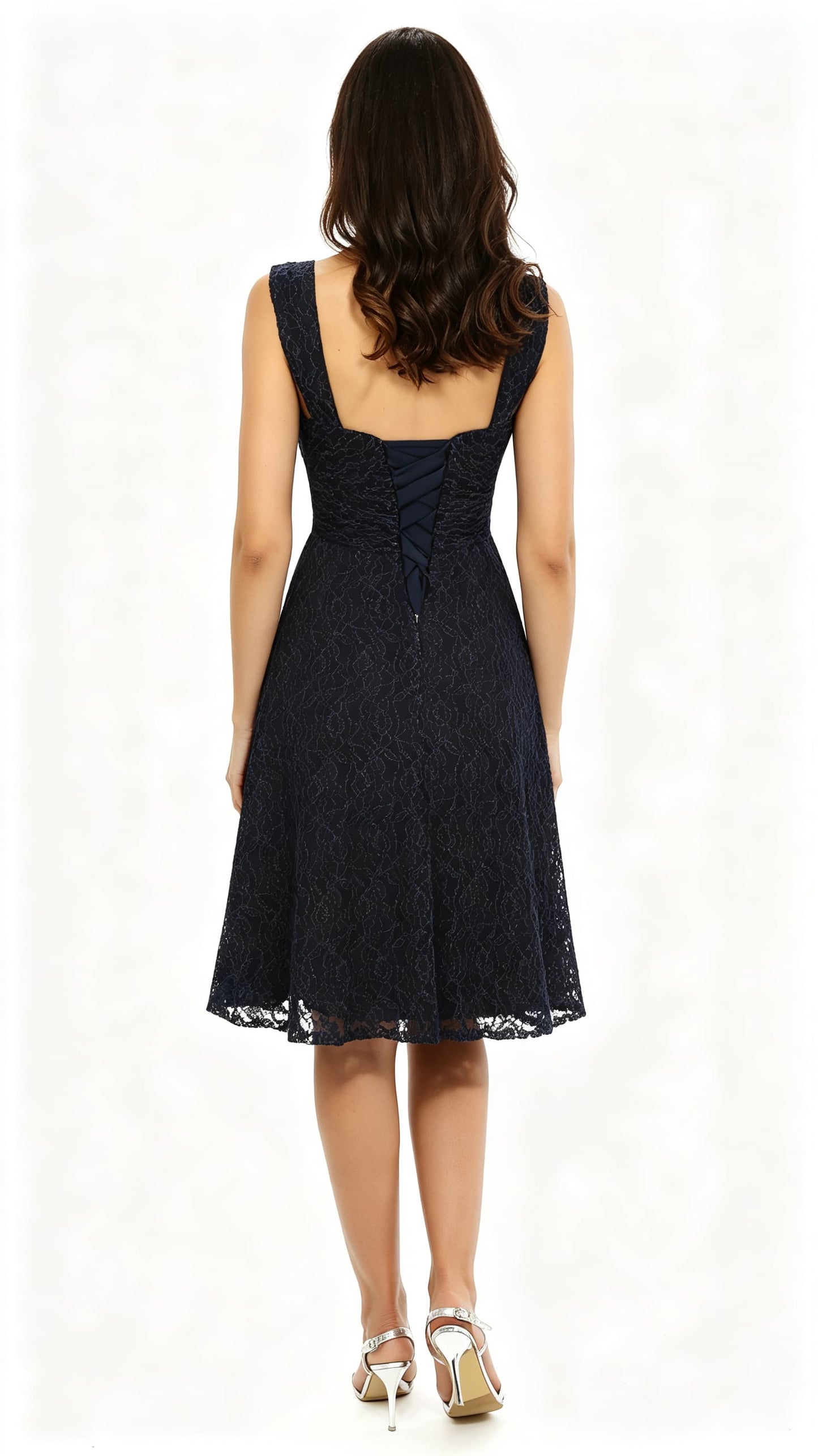 Stunning A-line Navy Blue Evening Dress Straps Chiffon Short Formal Dress LFNL0539