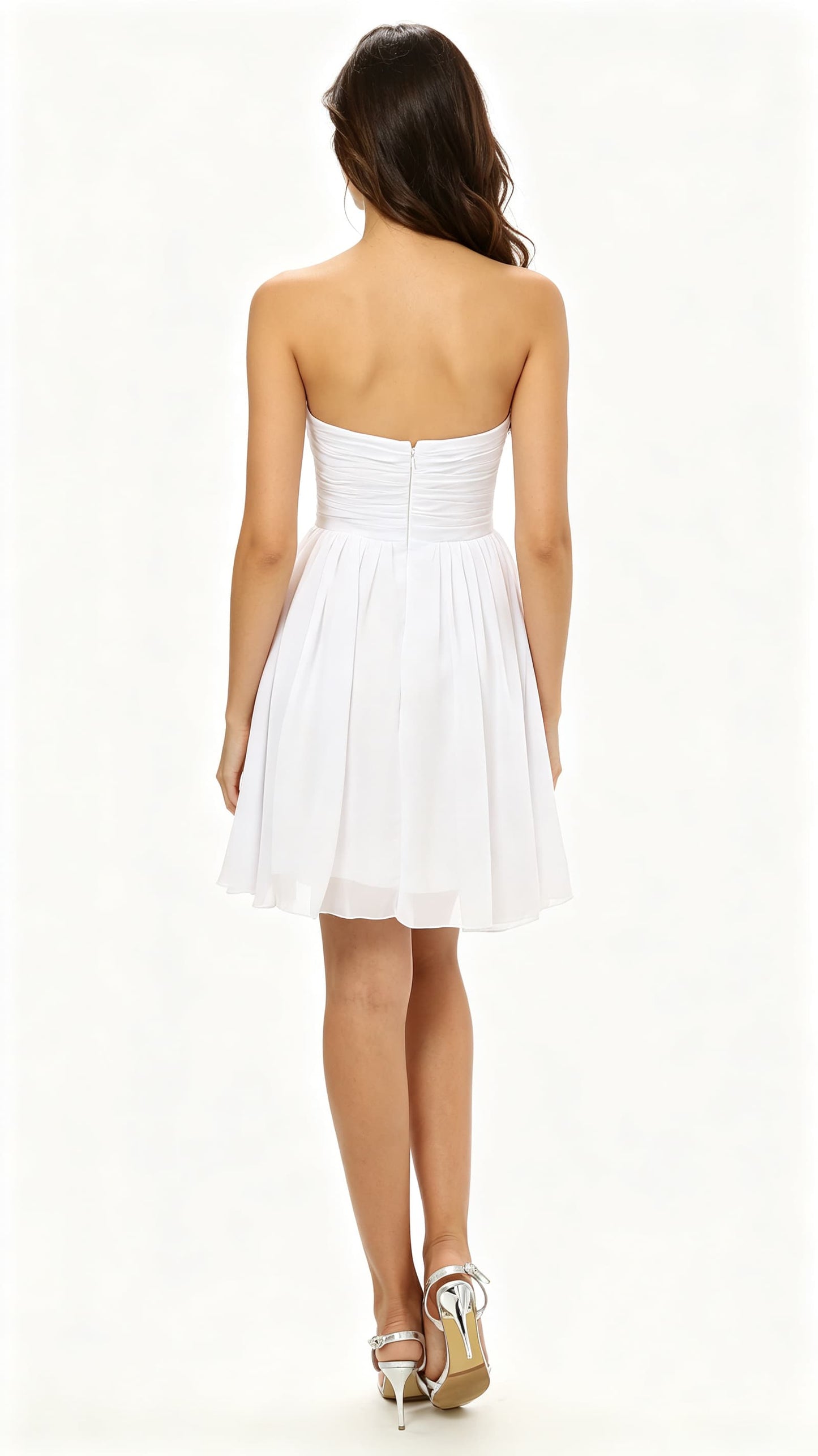 Dreamy A-line White Bridesmaid Dresses Sweetheart Chiffon Short Formal Dress LFNG0033