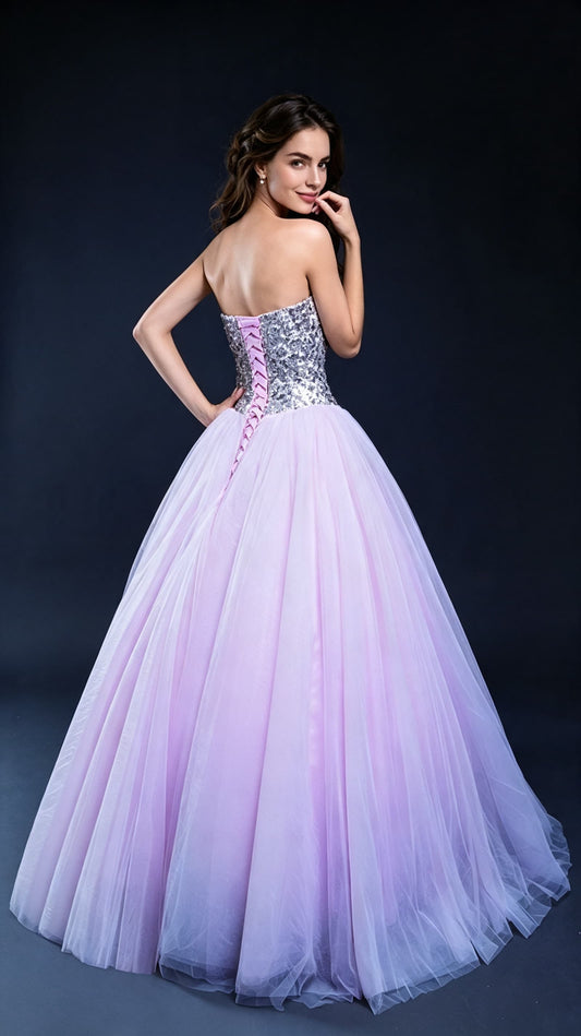 Effortless High Waist Pink Ball Gown Sweetheart Tulle Long Formal Dress LFNL0545