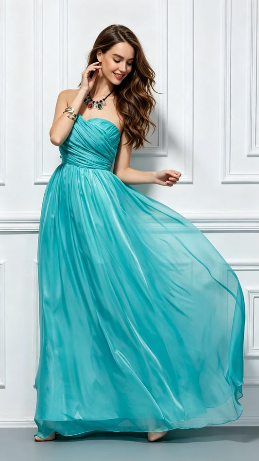 Gorgeous A-line Blue Bridesmaid dress Chiffon Long Formal Dress LFNC0094