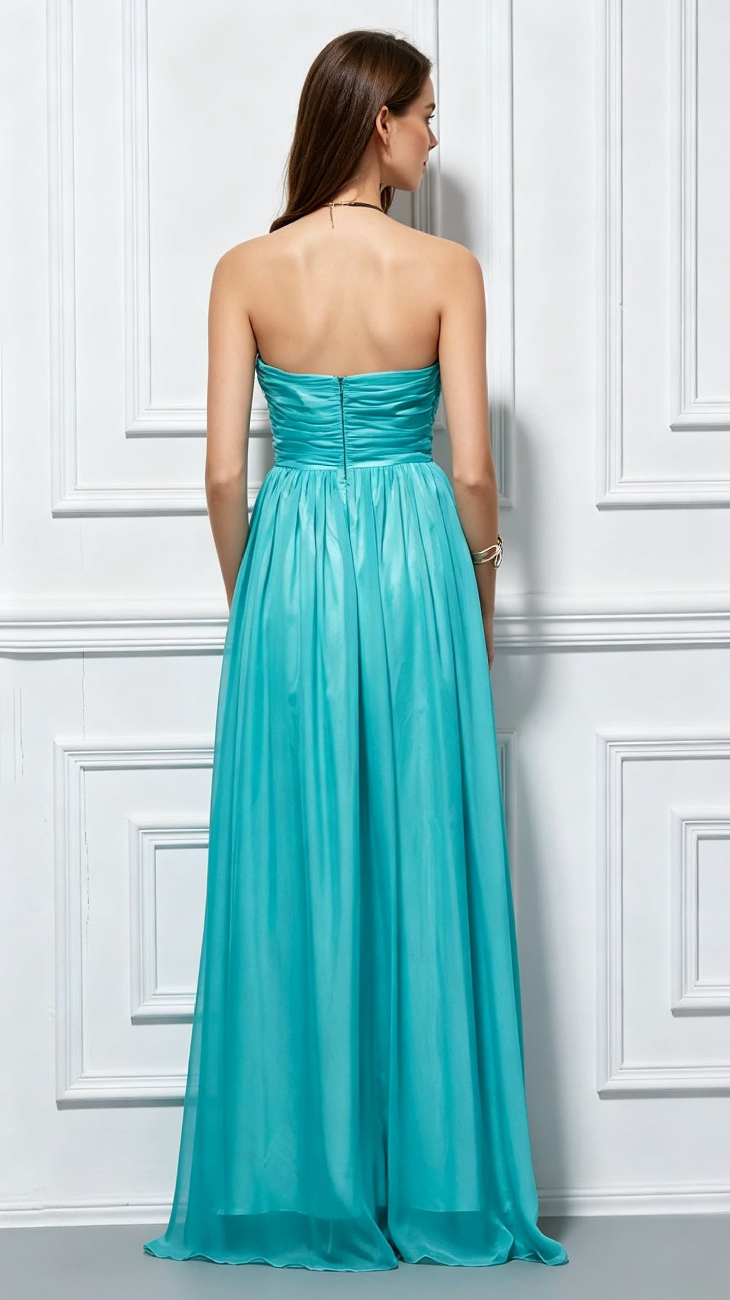 Gorgeous A-line Blue Bridesmaid dress Chiffon Long Formal Dress LFNC0094