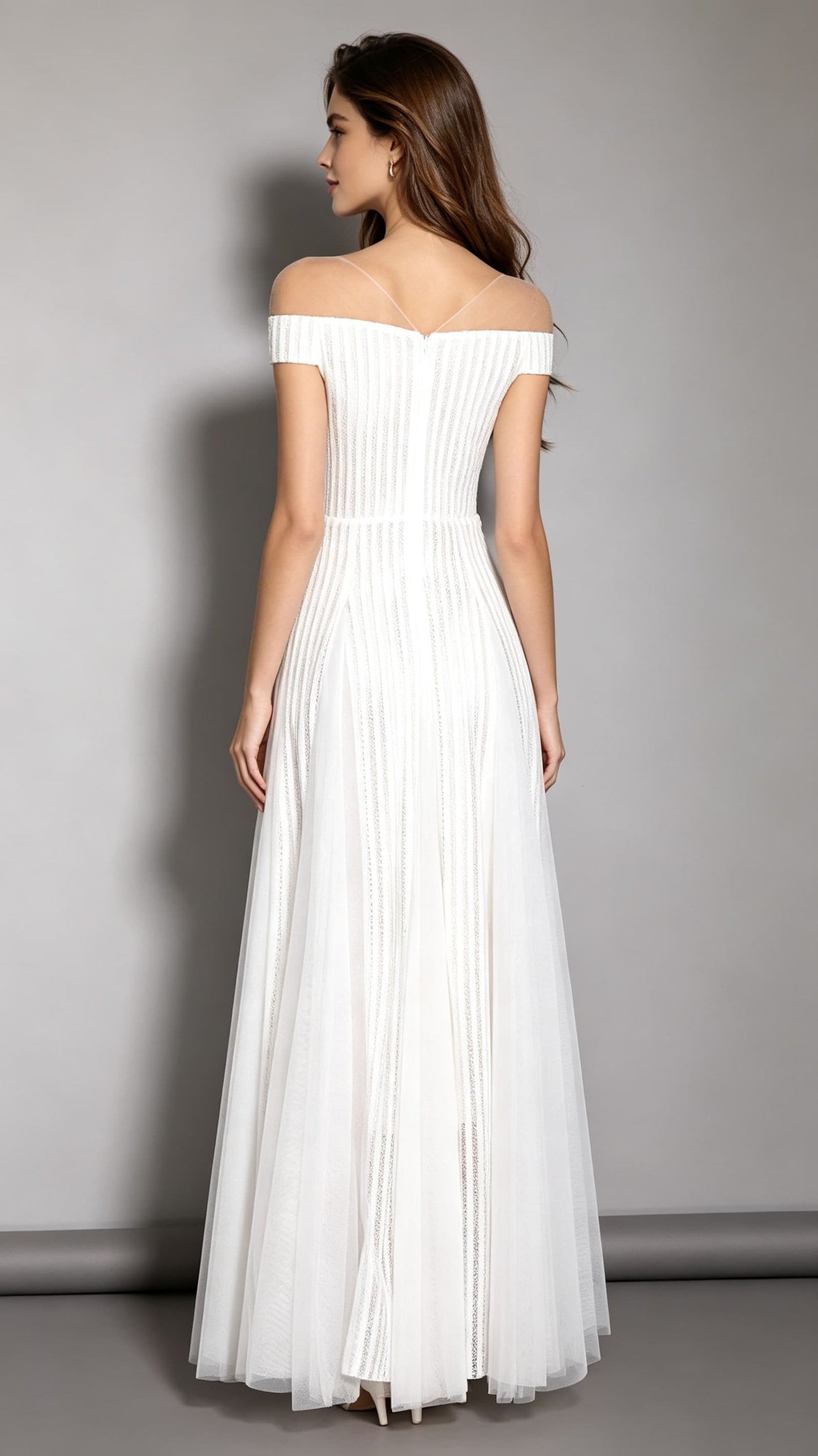 Gorgeous A-line White Bridesmaid Dress Air Cotton Long Formal Dress LFNC0100