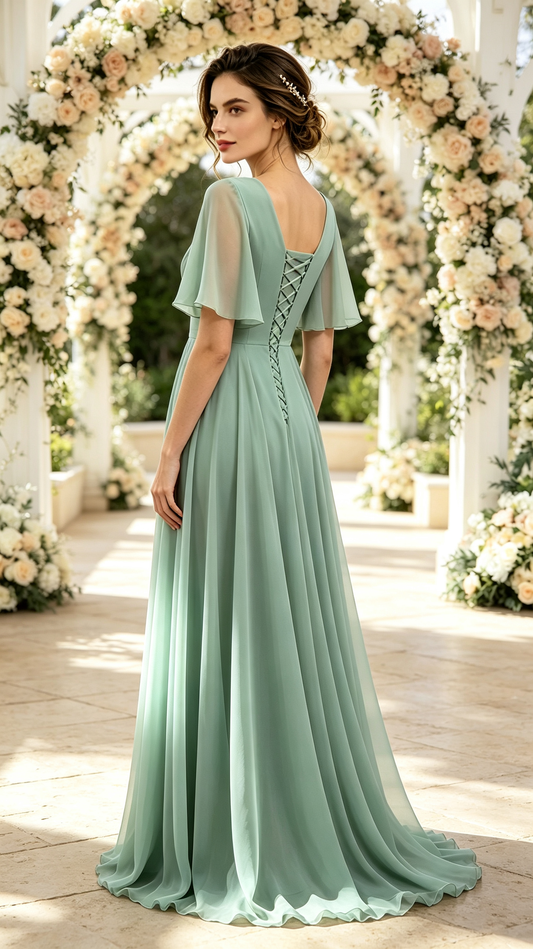 Gorgeous A-line Green Chiffon Formal Dress LFNG0001