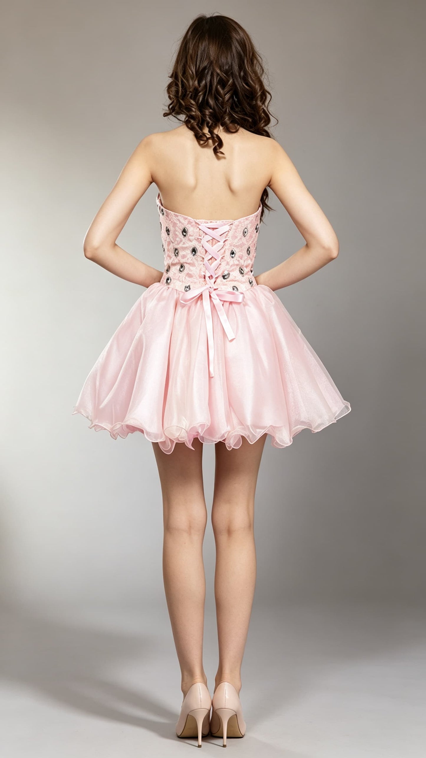 Lightweight A-line Pink Sleeveless Tulle Short Formal Dress LFNC0044