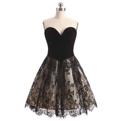 Polished A-line Black Homecoming Dress Sweetheart Velvet  Short Formal Dress LFNG0036