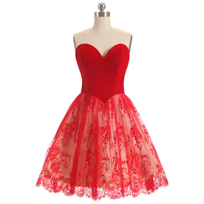 Timeless A-line Red Homecoming Dress Sweetheart Velvet  Short Formal Dress LFNG0035