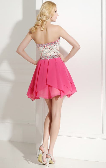 Tailored A-line As Picture Evening Dress Sweetheart Neck Chiffon Short Formal Dress LFNL0487