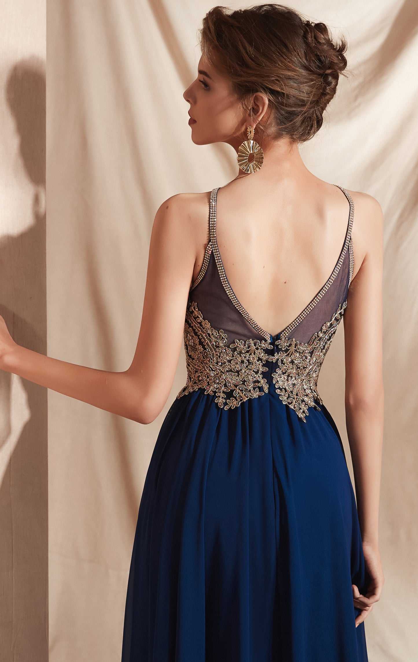 Gorgeous A-line Blue Evening Dress Halter Chiffon Long Formal Dress LFNL0535
