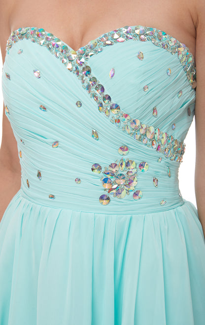 Lightweight A-line Blue Green Evening Dress Sweetheart Neck Chiffon Short Formal Dress LFNL0529