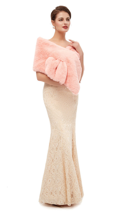 Blush Faux Fur Shoulder Shawl