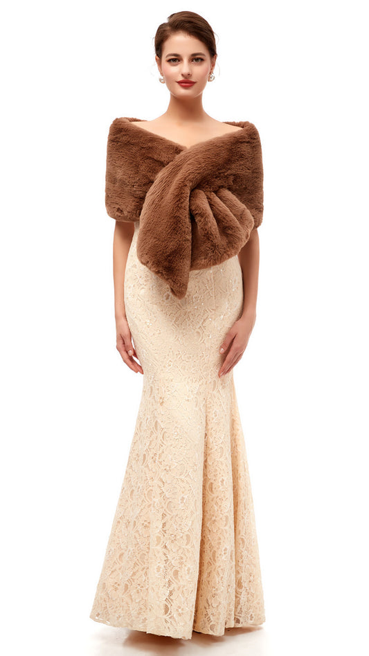 Blush Faux Fur Shoulder Shawl