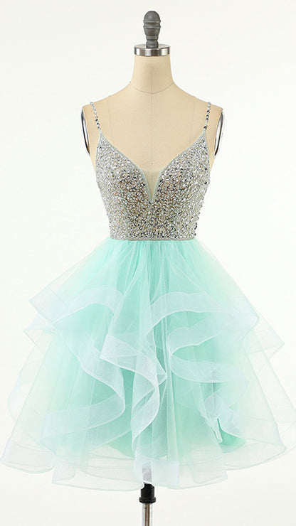 2026 A-line Green Homecoming Dress Straps Stretch mesh Maxi Dress LFNL0663
