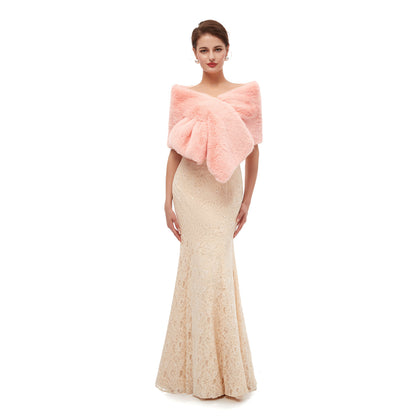 Flowy A-line Champagne Evening Dress V Neck Chiffon Long Formal Dress LFNL0582