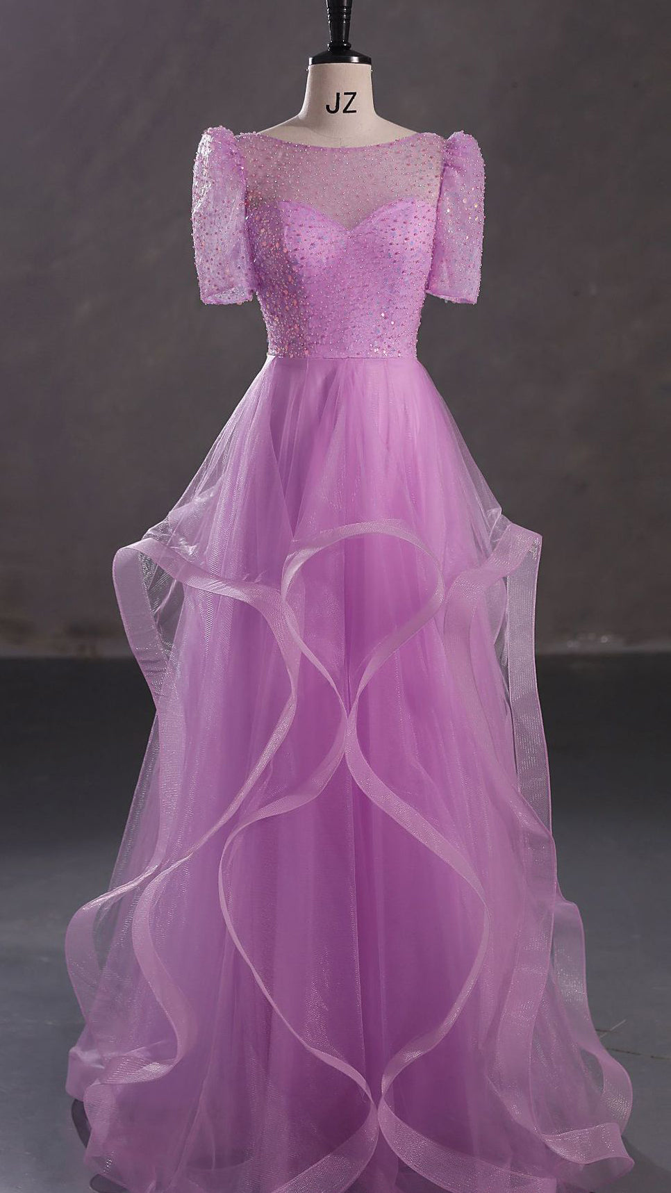 Eye-catching A-line Blue Evening Gowns  Tulle & Sequins Long Formal Dress LFNG0015