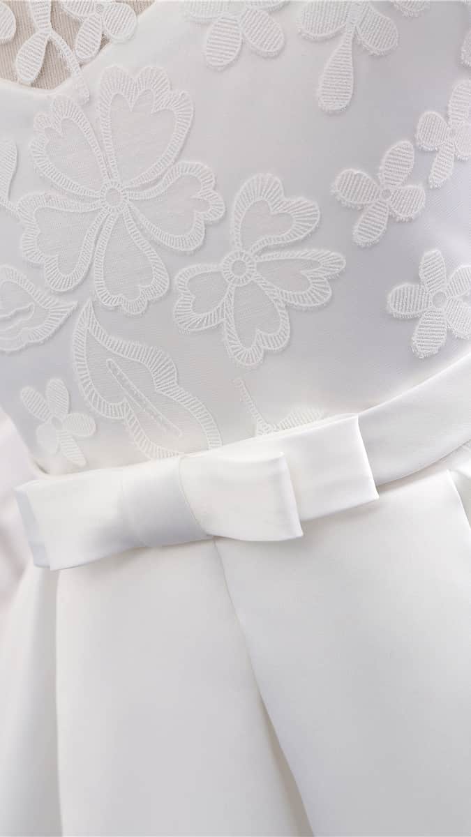 Sweet A-line White Flower Girl Dresses High Collar Lace & Satin Short Gown LFNGA008