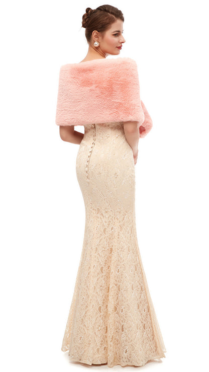Blush Faux Fur Shoulder Shawl