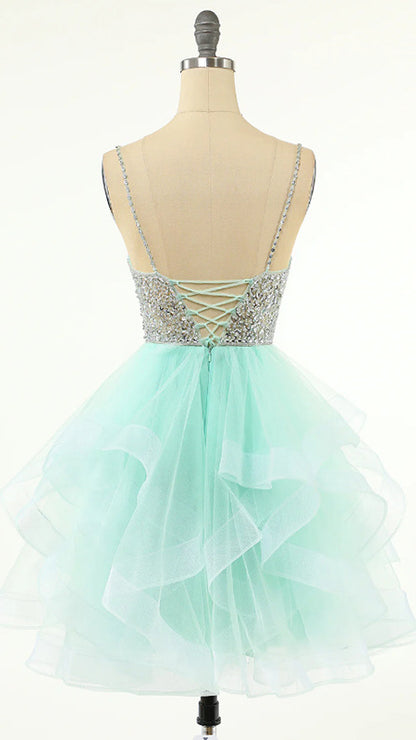 2026 A-line Green Homecoming Dress Straps Stretch mesh Maxi Dress LFNL0663