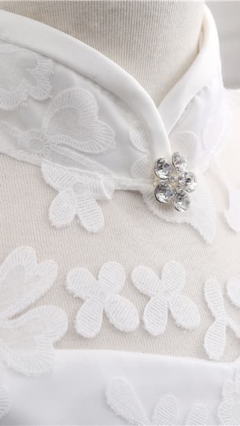 Sweet A-line White Flower Girl Dresses High Collar Lace & Satin Short Gown LFNGA008