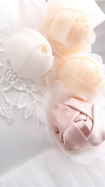 Regal A-line White Flower Girl Dresses Round Neck Tulle & Satin Short Gown LFNGA009