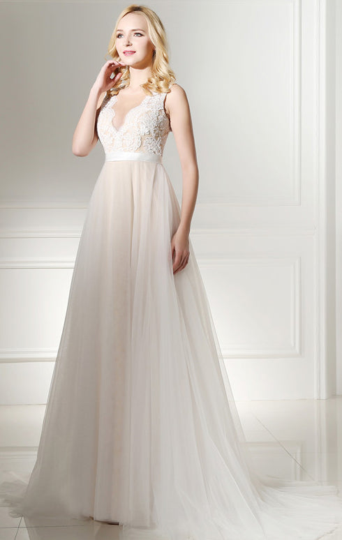 Timeless A-line White Evening Dress Round Neck Chiffon Long Formal Dress LFNL0486