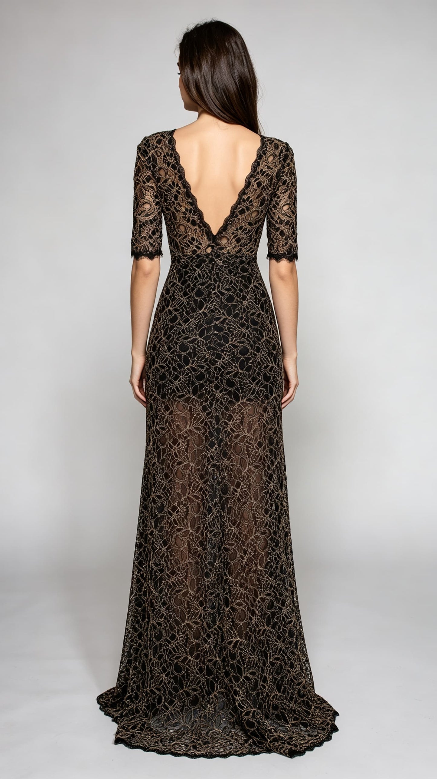 Graceful Mermaid Black Evening Dress Lace Formal Dress LFNC0008