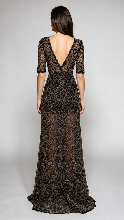 Graceful Mermaid Black Evening Dress Lace Formal Dress LFNC0008
