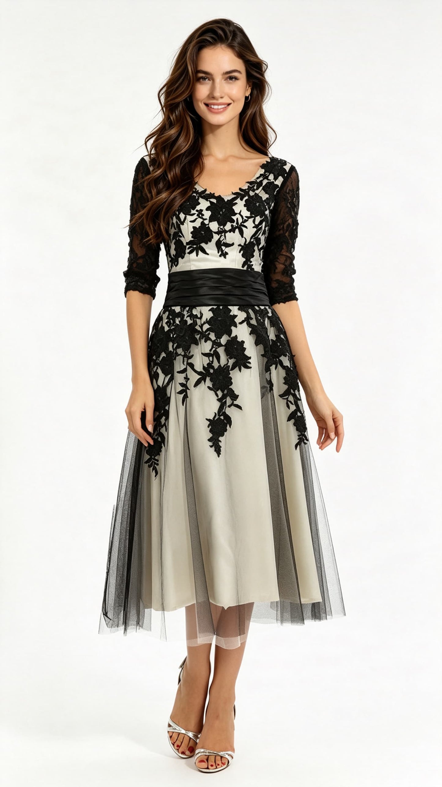 2026 A-line Black Evening Gowns V Neck Satin&Lace Short Formal Dress LFNG0027