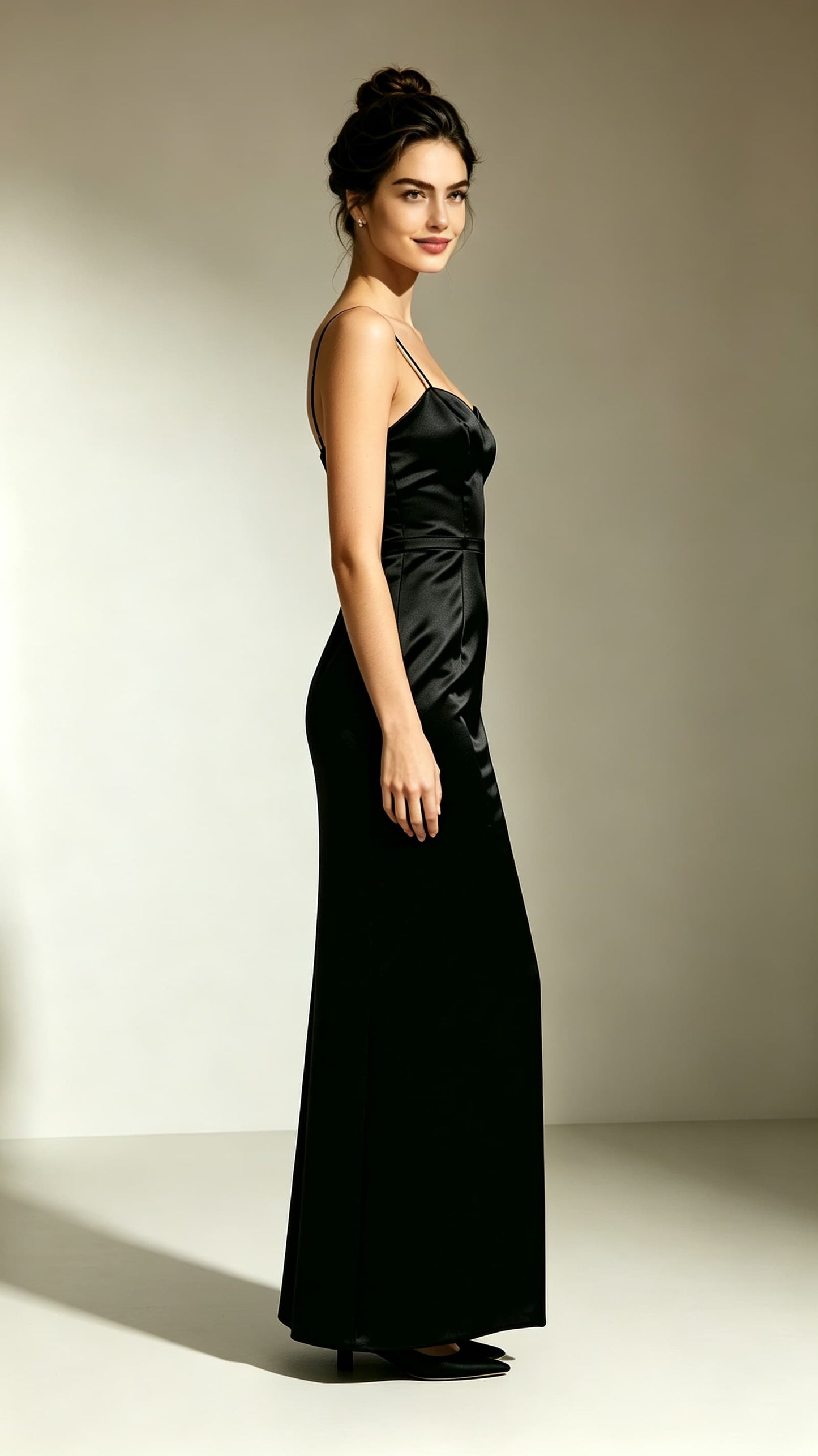 Beautiful tailored Mermaid Black Evening Gowns Straps Satin Maxi Dress LFNL0771