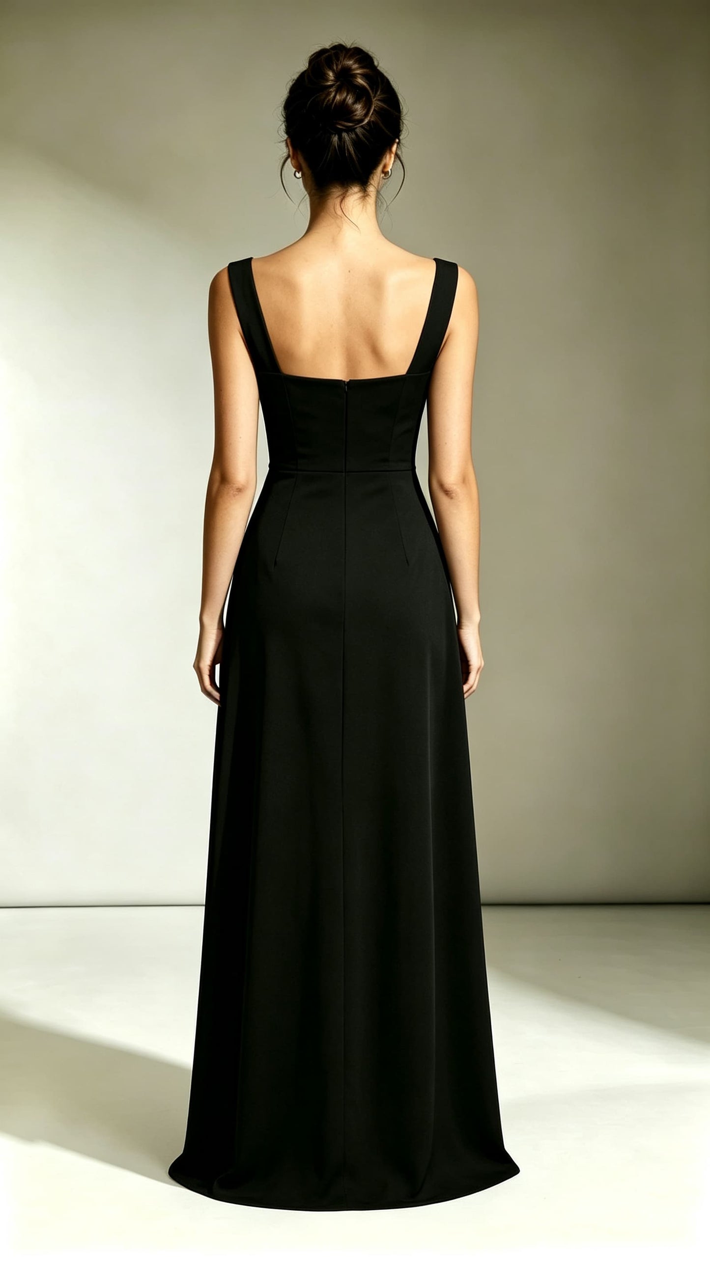 Classy A-line Black Evening Gowns Straps Polyester Maxi Dress LFNL0772