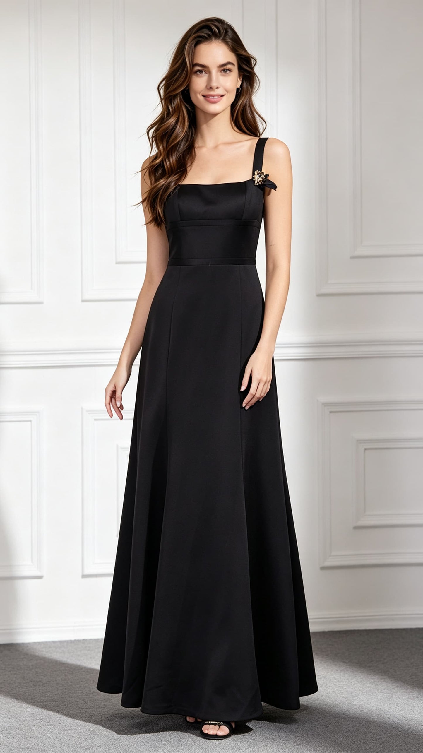 Effortless Mermaid Black Evening Gowns Air Cotton Formal Dress LFNC0016