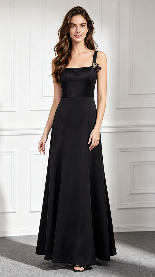 Effortless Mermaid Black Evening Gowns Air Cotton Formal Dress LFNC0016