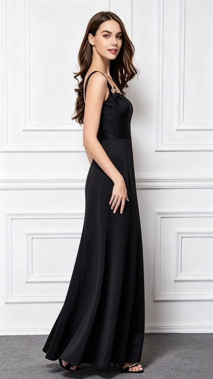 Effortless Mermaid Black Evening Gowns Air Cotton Formal Dress LFNC0016