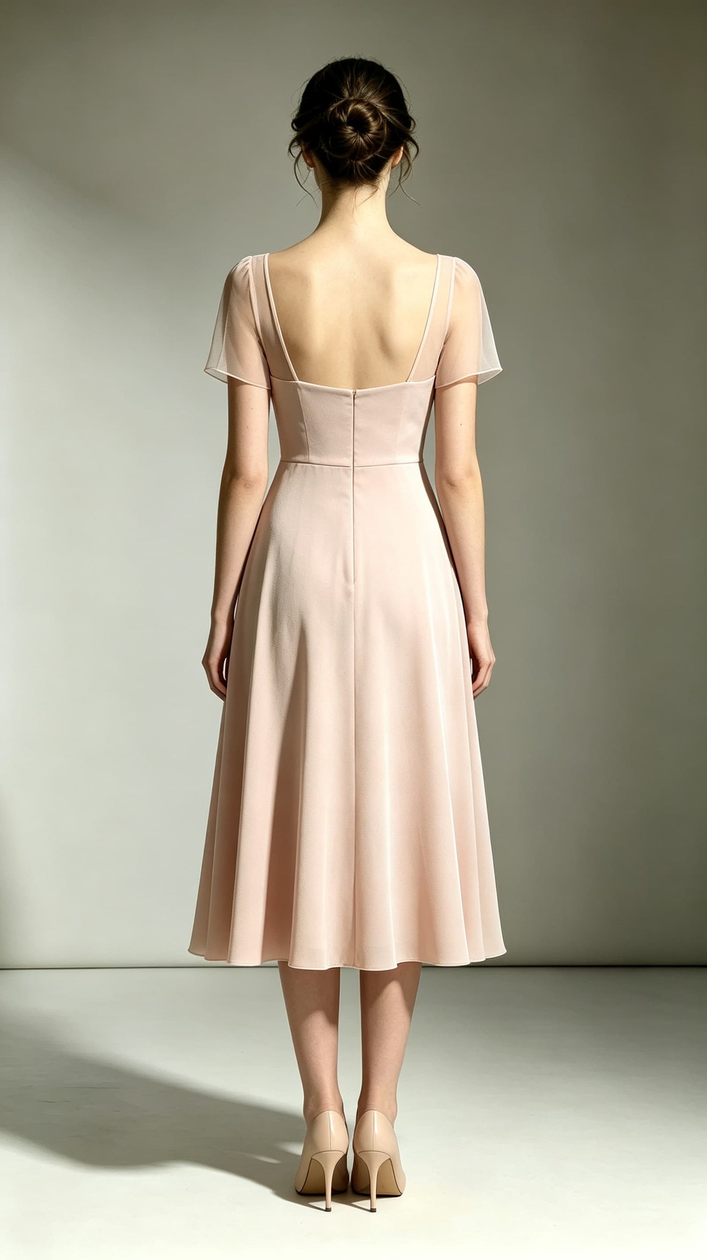 Classy A-line Pink Bridesmaid Gowns V Neck Polyester Prom Gowns LFNL0737